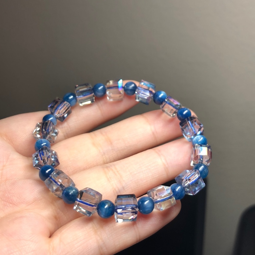 Kyanite and Austrian crystal bracelet